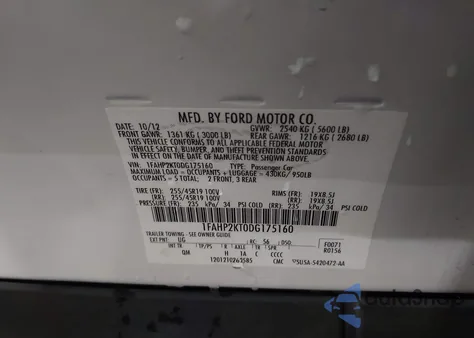 2013 Ford Taurus Sho from USA, damaged, VIN 1FAHP2KT0DG175160